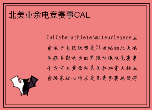 北美业余电竞赛事CAL